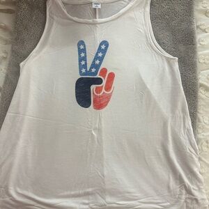 White Tank Top with Peace Sign Graphic
